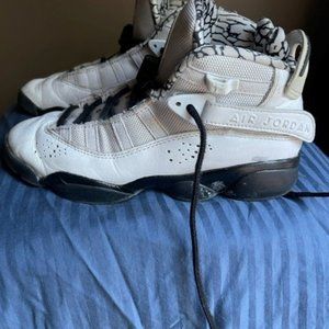 Air Jordan 6 Rings Shoes White & Black-Metallic Size 4.5Y DJ6163 107